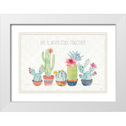 Sweet Succulents I White Modern Wood Framed Art Print with Double Matting by Pela Studio