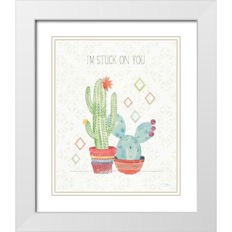 Sweet Succulents II White Modern Wood Framed Art Print with Double Matting by Pela Studio
