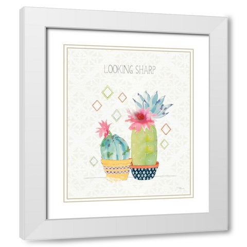 Sweet Succulents III White Modern Wood Framed Art Print with Double Matting by Pela Studio