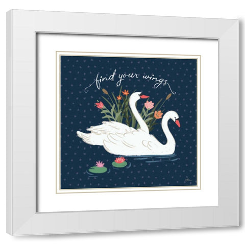 Swan Lake II White Modern Wood Framed Art Print with Double Matting by Penner, Janelle