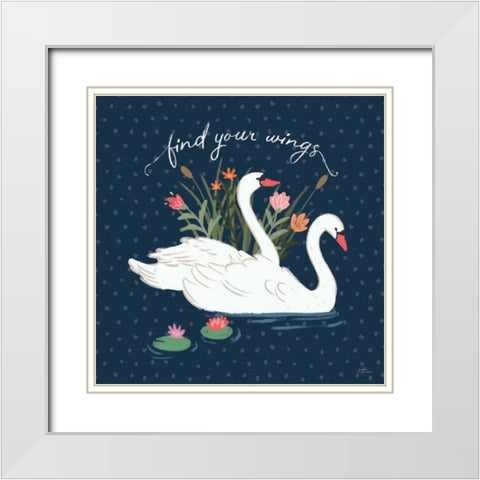 Swan Lake II White Modern Wood Framed Art Print with Double Matting by Penner, Janelle