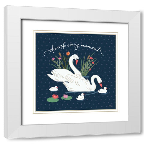 Swan Lake IV White Modern Wood Framed Art Print with Double Matting by Penner, Janelle