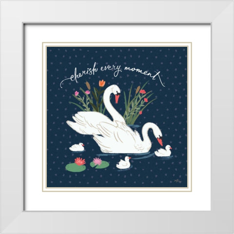 Swan Lake IV White Modern Wood Framed Art Print with Double Matting by Penner, Janelle