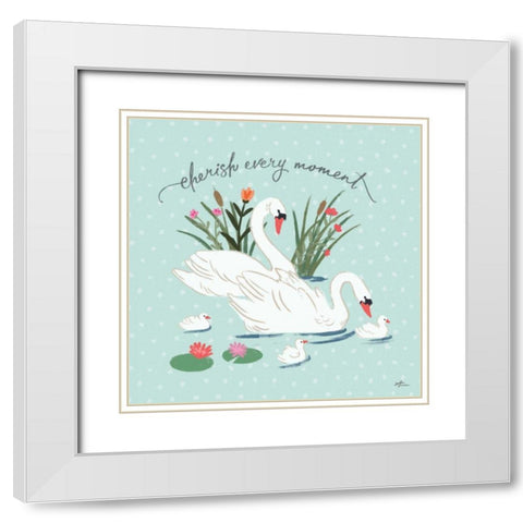 Swan Lake IV Mint White Modern Wood Framed Art Print with Double Matting by Penner, Janelle