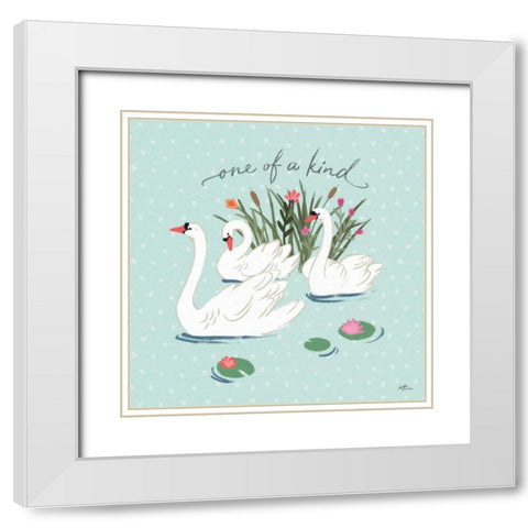 Swan Lake V Mint White Modern Wood Framed Art Print with Double Matting by Penner, Janelle