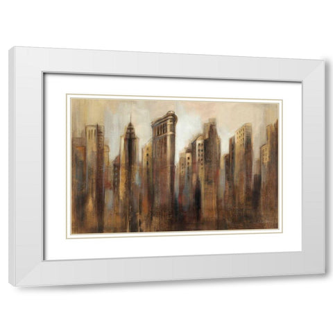 Flatiron Skyline White Modern Wood Framed Art Print with Double Matting by Vassileva, Silvia