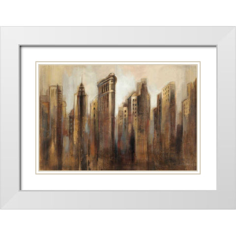 Flatiron Skyline White Modern Wood Framed Art Print with Double Matting by Vassileva, Silvia