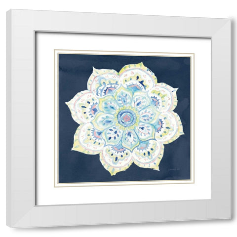 Jaipur VI Navy White Modern Wood Framed Art Print with Double Matting by Nai, Danhui