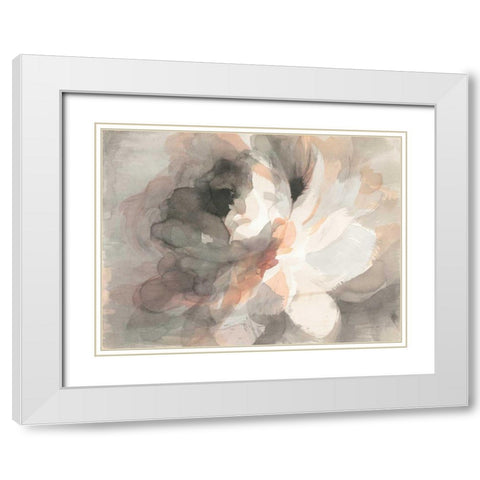 Abstract Peony White Modern Wood Framed Art Print with Double Matting by Nai, Danhui