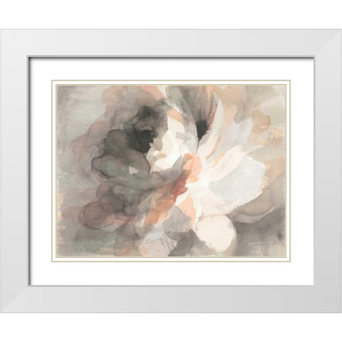 Abstract Peony White Modern Wood Framed Art Print with Double Matting by Nai, Danhui