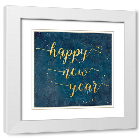Coastal Lace Happy New Year White Modern Wood Framed Art Print with Double Matting by Aiken, Jess