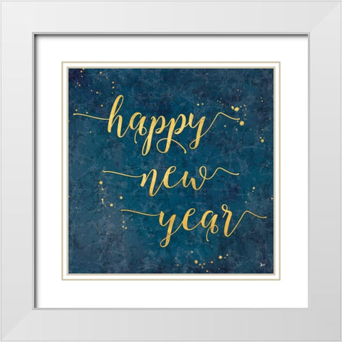 Coastal Lace Happy New Year White Modern Wood Framed Art Print with Double Matting by Aiken, Jess