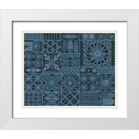 Adire VII White Modern Wood Framed Art Print with Double Matting by Lovell, Kathrine
