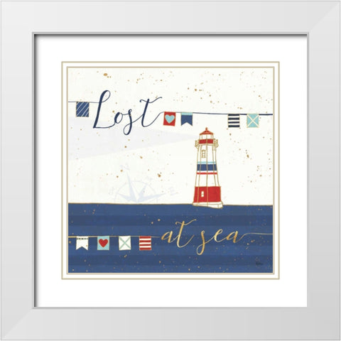 Underlined Nautical I White Modern Wood Framed Art Print with Double Matting by Charron, Veronique