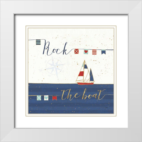 Underlined Nautical II White Modern Wood Framed Art Print with Double Matting by Charron, Veronique