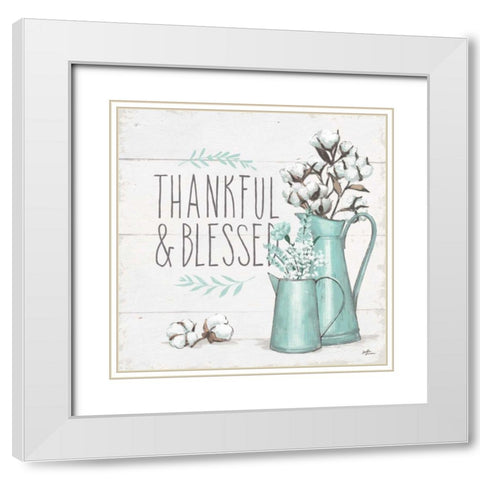 Blessed V White Modern Wood Framed Art Print with Double Matting by Penner, Janelle