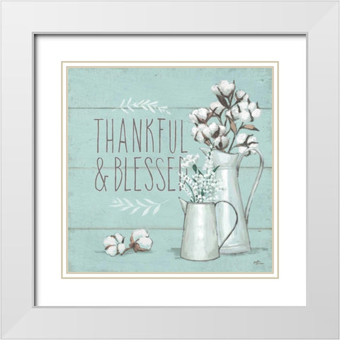 Blessed V Mint White Modern Wood Framed Art Print with Double Matting by Penner, Janelle