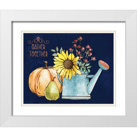October Garden I Blue White Modern Wood Framed Art Print with Double Matting by Grove, Beth
