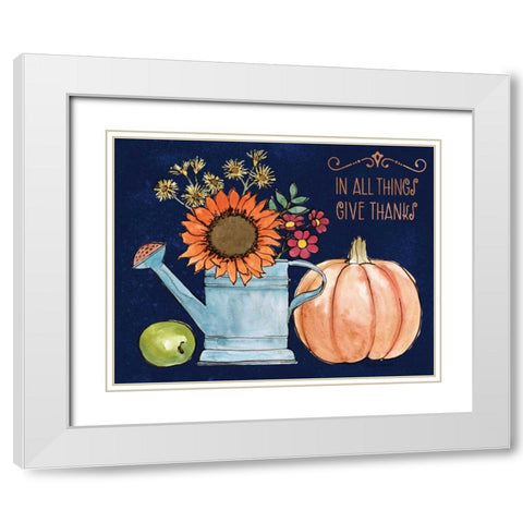 October Garden II Blue White Modern Wood Framed Art Print with Double Matting by Grove, Beth