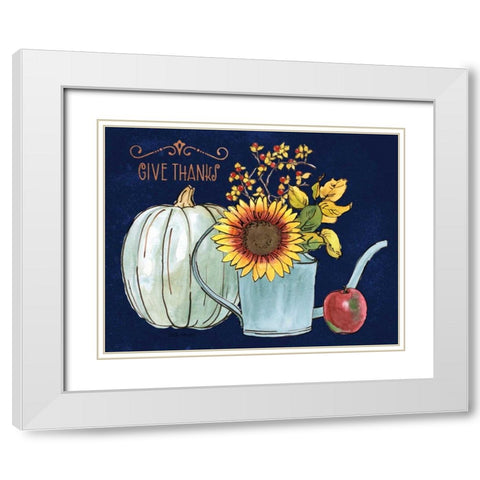 October Garden III Blue White Modern Wood Framed Art Print with Double Matting by Grove, Beth