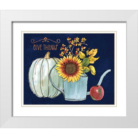 October Garden III Blue White Modern Wood Framed Art Print with Double Matting by Grove, Beth