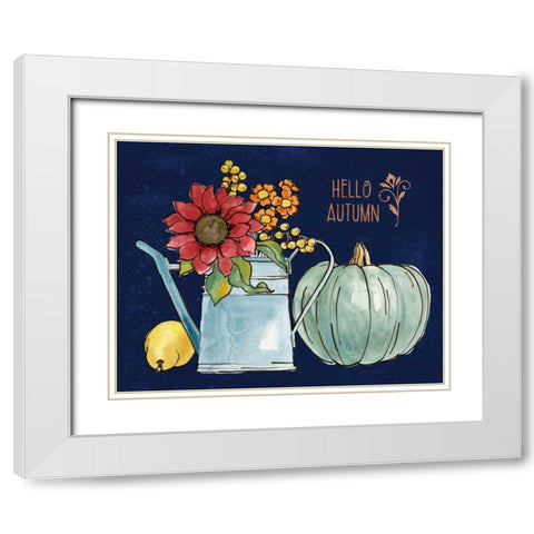 October Garden IV Blue White Modern Wood Framed Art Print with Double Matting by Grove, Beth
