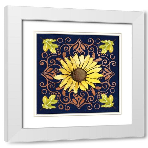 October Garden V Blue White Modern Wood Framed Art Print with Double Matting by Grove, Beth