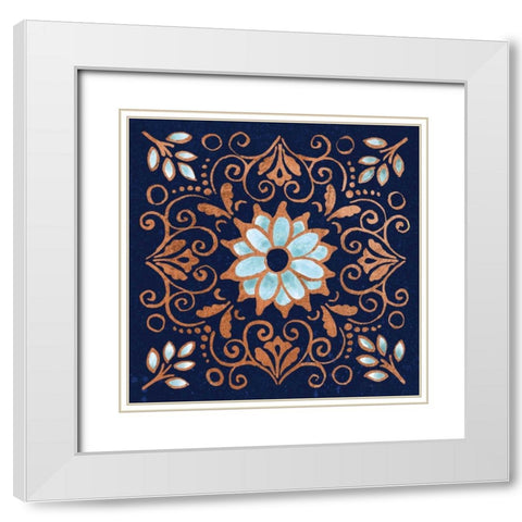 October Garden IX Blue White Modern Wood Framed Art Print with Double Matting by Grove, Beth