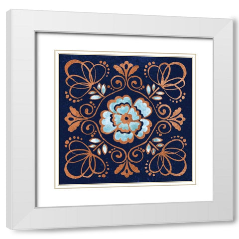 October Garden X Blue White Modern Wood Framed Art Print with Double Matting by Grove, Beth