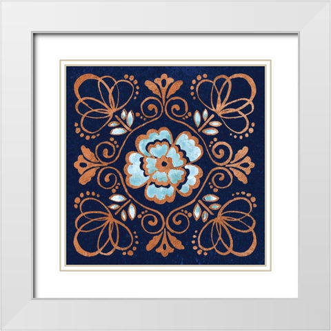 October Garden X Blue White Modern Wood Framed Art Print with Double Matting by Grove, Beth