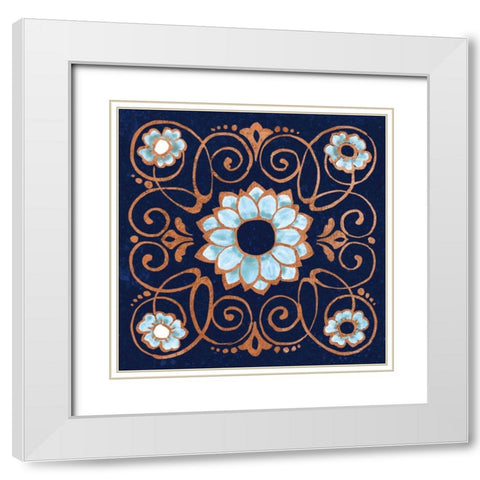 October Garden XII Blue White Modern Wood Framed Art Print with Double Matting by Grove, Beth