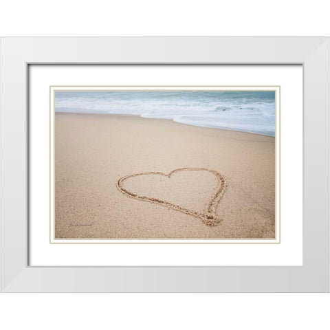 Beach Love I White Modern Wood Framed Art Print with Double Matting by Marshall, Laura