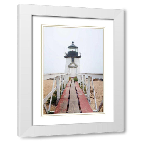 Brant Point Lighthouse White Modern Wood Framed Art Print with Double Matting by Marshall, Laura
