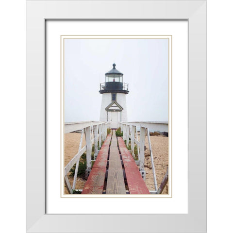Brant Point Lighthouse White Modern Wood Framed Art Print with Double Matting by Marshall, Laura