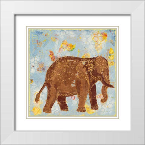 Elephant White Modern Wood Framed Art Print with Double Matting by Day, Kellie