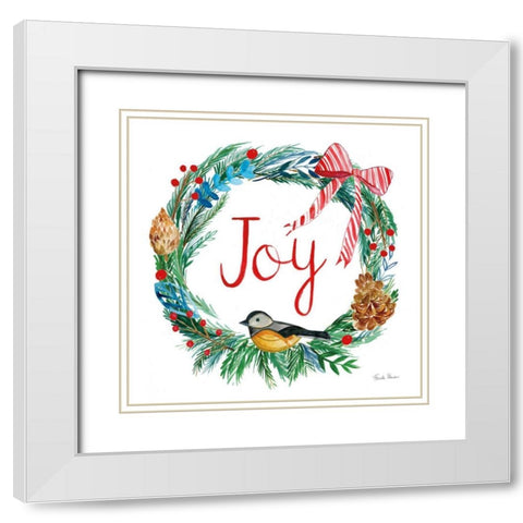 Holiday Wreath I White Modern Wood Framed Art Print with Double Matting by Zaman, Farida