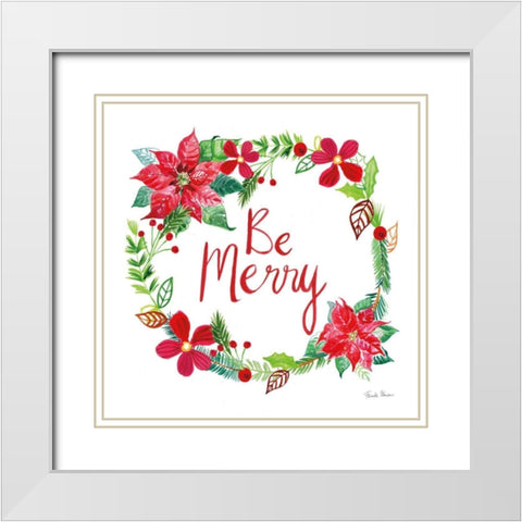 Holiday Wreath III White Modern Wood Framed Art Print with Double Matting by Zaman, Farida