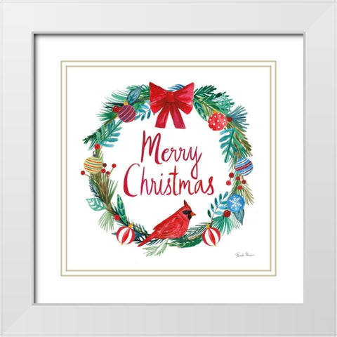 Holiday Wreath IV White Modern Wood Framed Art Print with Double Matting by Zaman, Farida