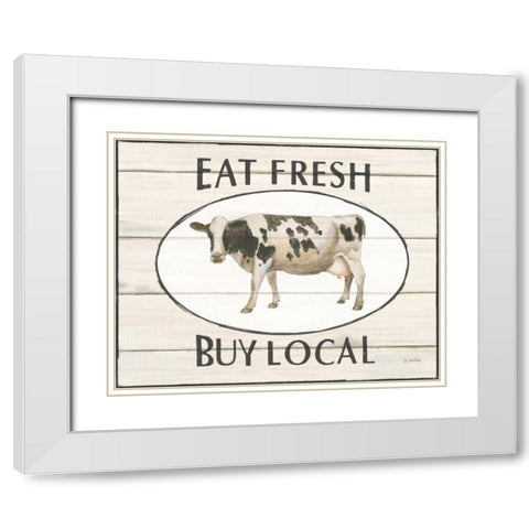 Country Cow V White Modern Wood Framed Art Print with Double Matting by Wiens, James