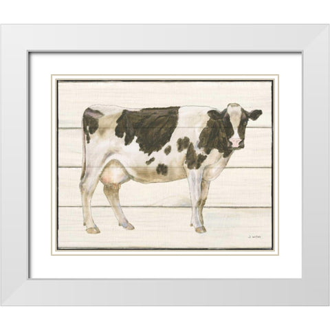 Country Cow VII White Modern Wood Framed Art Print with Double Matting by Wiens, James