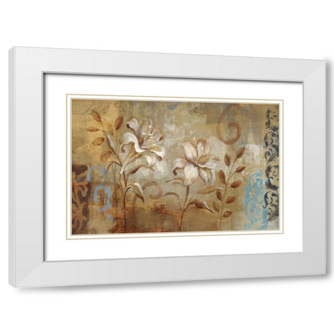 Flowers on Silver I WAG White Modern Wood Framed Art Print with Double Matting by Vassileva, Silvia