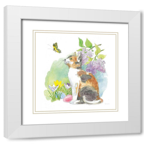 Easter Kitties II White Modern Wood Framed Art Print with Double Matting by Grove, Beth