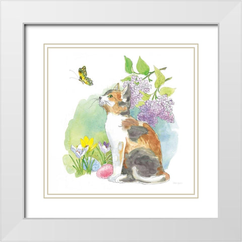 Easter Kitties II White Modern Wood Framed Art Print with Double Matting by Grove, Beth