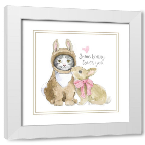 Easter Kitties III White Modern Wood Framed Art Print with Double Matting by Grove, Beth