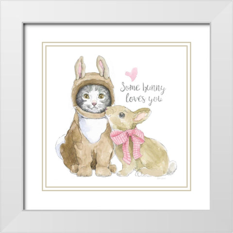 Easter Kitties III White Modern Wood Framed Art Print with Double Matting by Grove, Beth