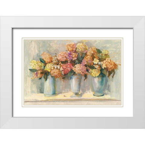 Fall Hydrangea Bouquets White Modern Wood Framed Art Print with Double Matting by Rowan, Carol