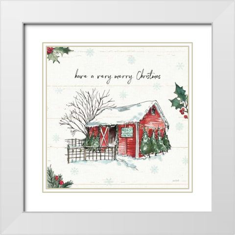 Holiday on the Farm IV Merry Christmas White Modern Wood Framed Art Print with Double Matting by Tavoletti, Anne