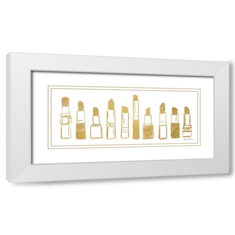 Think Pink I Gold White Modern Wood Framed Art Print with Double Matting by Zaman, Farida