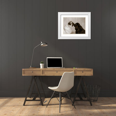 Pooch Smooch White Modern Wood Framed Art Print with Double Matting by Dratfield, Jim