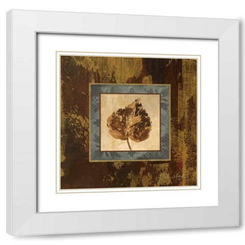 Autumn Leaf Square I White Modern Wood Framed Art Print with Double Matting by Vassileva, Silvia